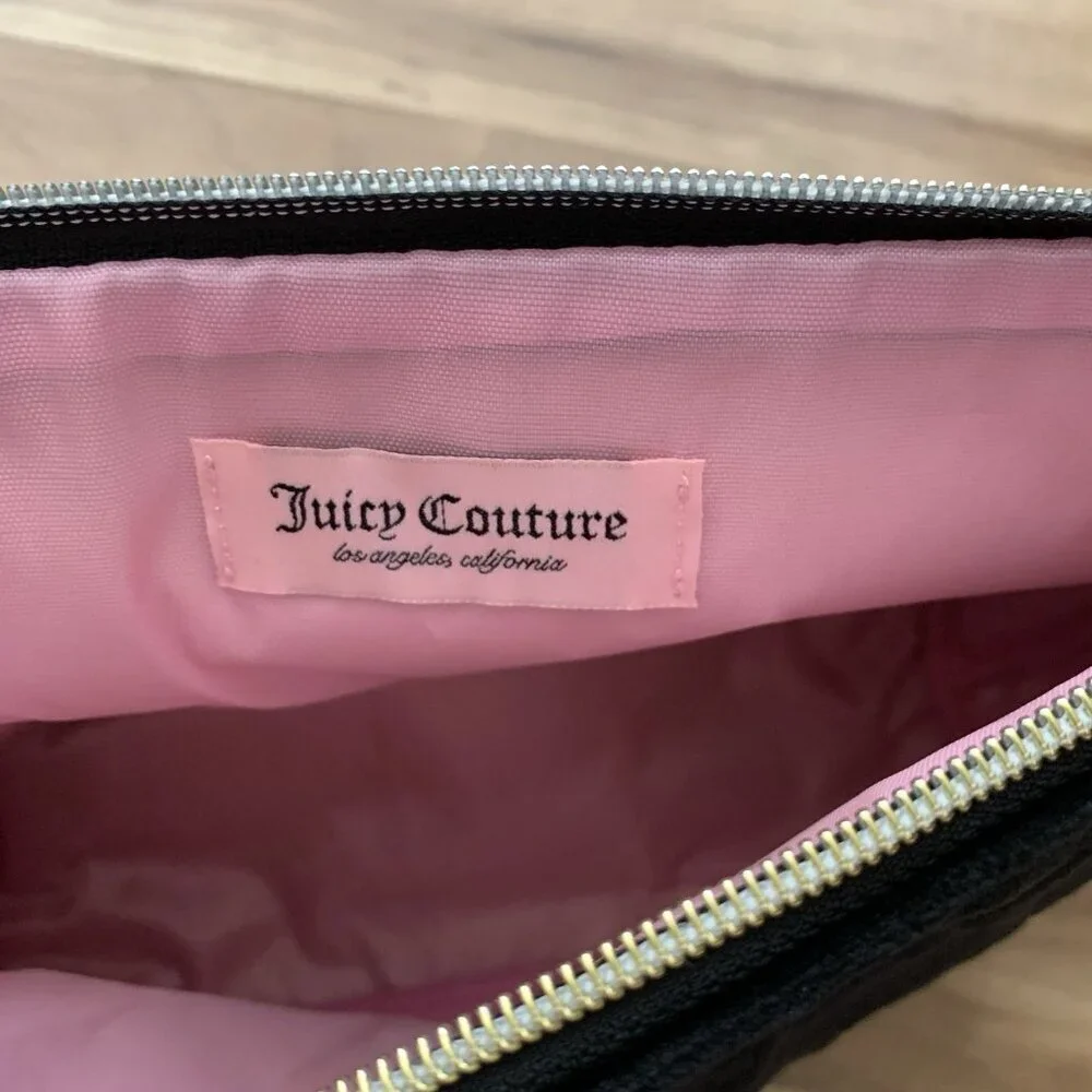 Juicy Couture Large Capacity Black Velour Cosmetic Pouch